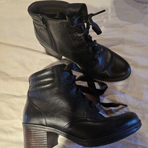 Clarks Black Leather Combat Boots
